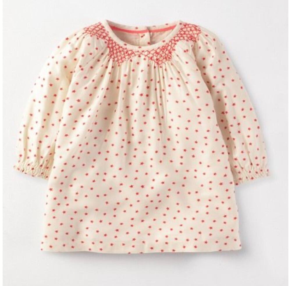 Baby Boden Red Star Print Smocked Winter Dress 3-4Y